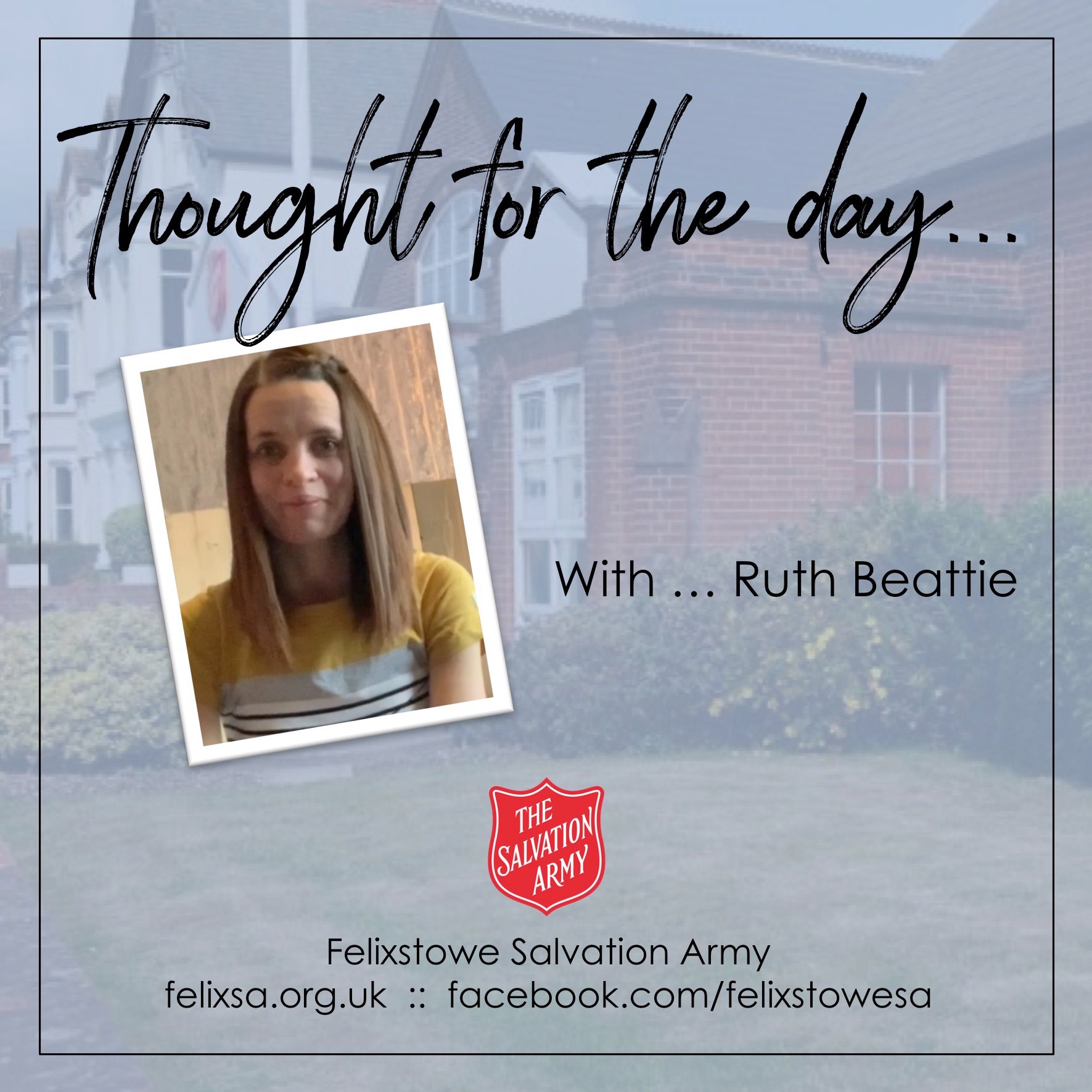 Thought for the Day with Ruth Beattie (Divisional Youth Specialist)